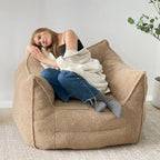 Khaki Teddy Boucle Bean Bag Chair – Single Seat