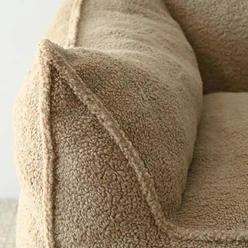 Khaki Teddy Boucle Bean Bag Chair – Single Seat
