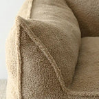 Khaki Teddy Boucle Bean Bag Chair – Single Seat