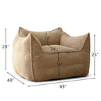 Khaki Teddy Boucle Bean Bag Chair – Single Seat