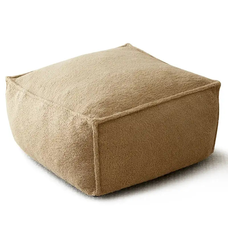 Khaki Teddy Boucle Bean Bag Chair – Single Seat