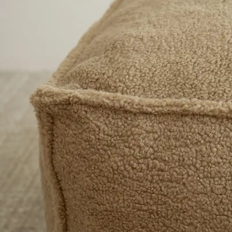 Khaki Teddy Boucle Bean Bag Chair – Single Seat