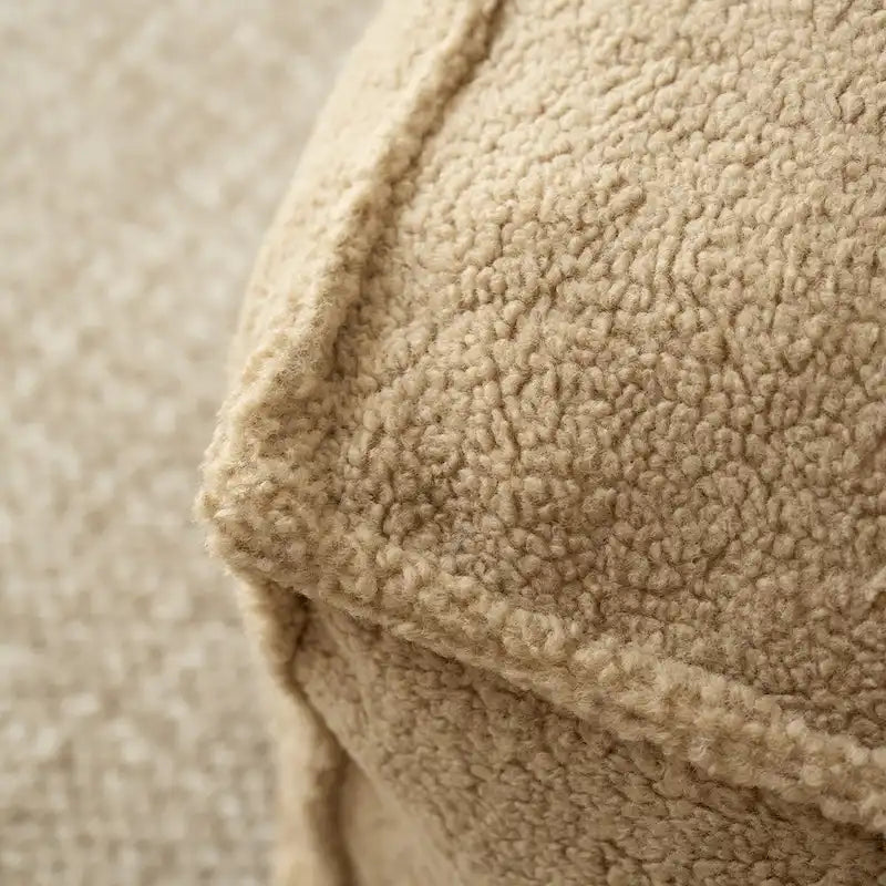 Khaki Teddy Boucle Bean Bag Chair – Single Seat