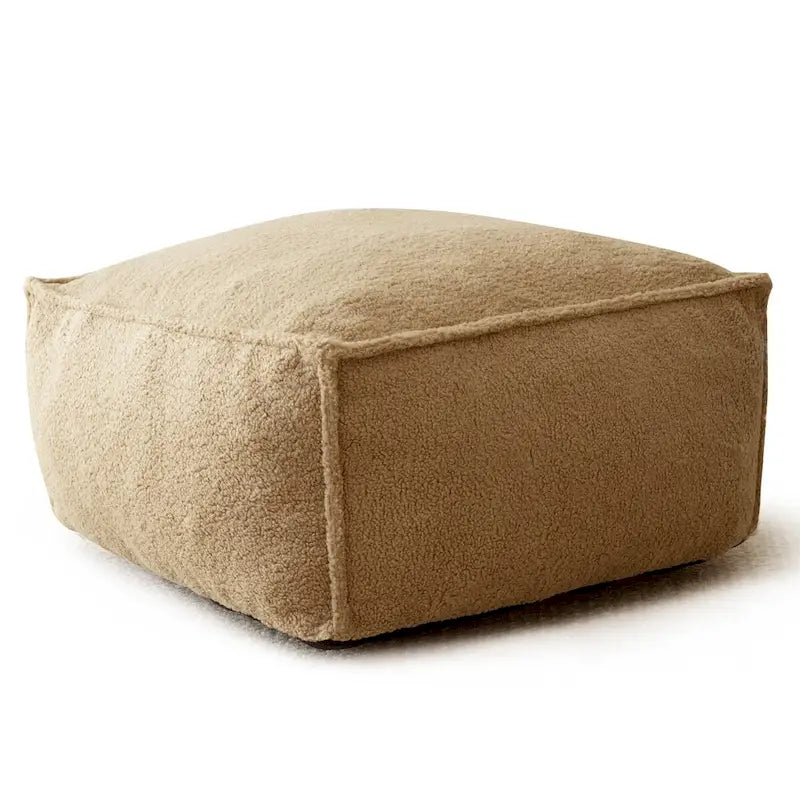 Khaki Teddy Boucle Bean Bag Chair – Single Seat