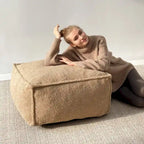 Khaki Teddy Boucle Bean Bag Chair – Single Seat