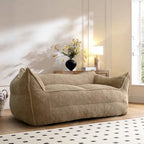 Khaki Teddy Boucle Bean Bag Chair – Single Seat