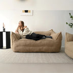 Khaki Teddy Boucle Bean Bag Chair – Single Seat