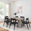 72 Modern Solid Wood Dining Table Set with 6 Chairs - Natural Finish