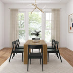 72 Modern Solid Wood Dining Table Set with 6 Chairs - Natural Finish