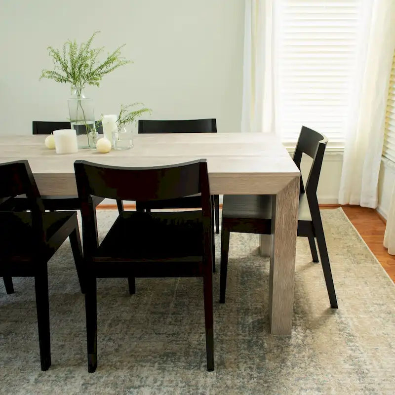72 Modern Solid Wood Dining Table Set with 6 Chairs - Natural Finish