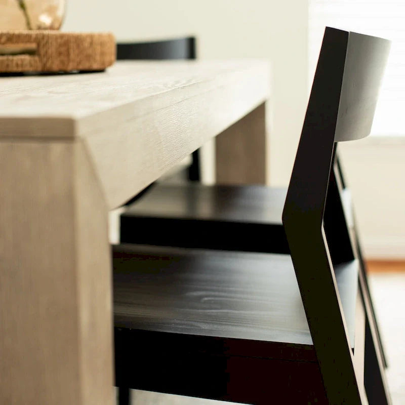 72 Modern Solid Wood Dining Table Set with 6 Chairs - Natural Finish