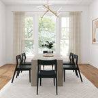 72 Modern Solid Wood Dining Table Set with 6 Chairs - Natural Finish