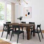 72 Modern Solid Wood Dining Table Set with 6 Chairs - Natural Finish