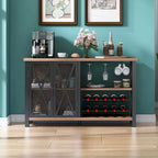 Grey/Brown Bar Cabinet with Wine Rack