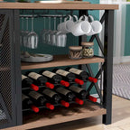 Grey/Brown Bar Cabinet with Wine Rack