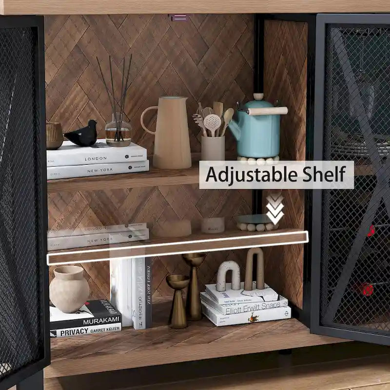 Grey/Brown Bar Cabinet with Wine Rack