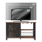 Grey/Brown Bar Cabinet with Wine Rack