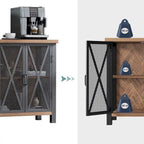 Grey/Brown Bar Cabinet with Wine Rack