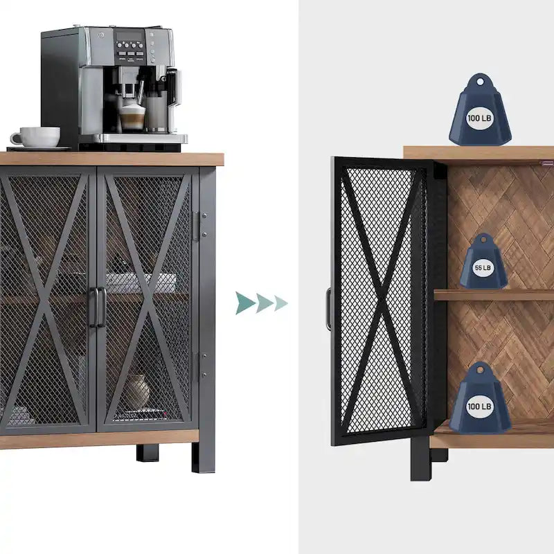 Grey/Brown Bar Cabinet with Wine Rack