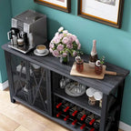 Grey/Brown Bar Cabinet with Wine Rack