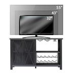Grey/Brown Bar Cabinet with Wine Rack