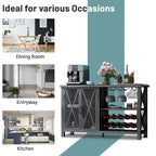Grey/Brown Bar Cabinet with Wine Rack