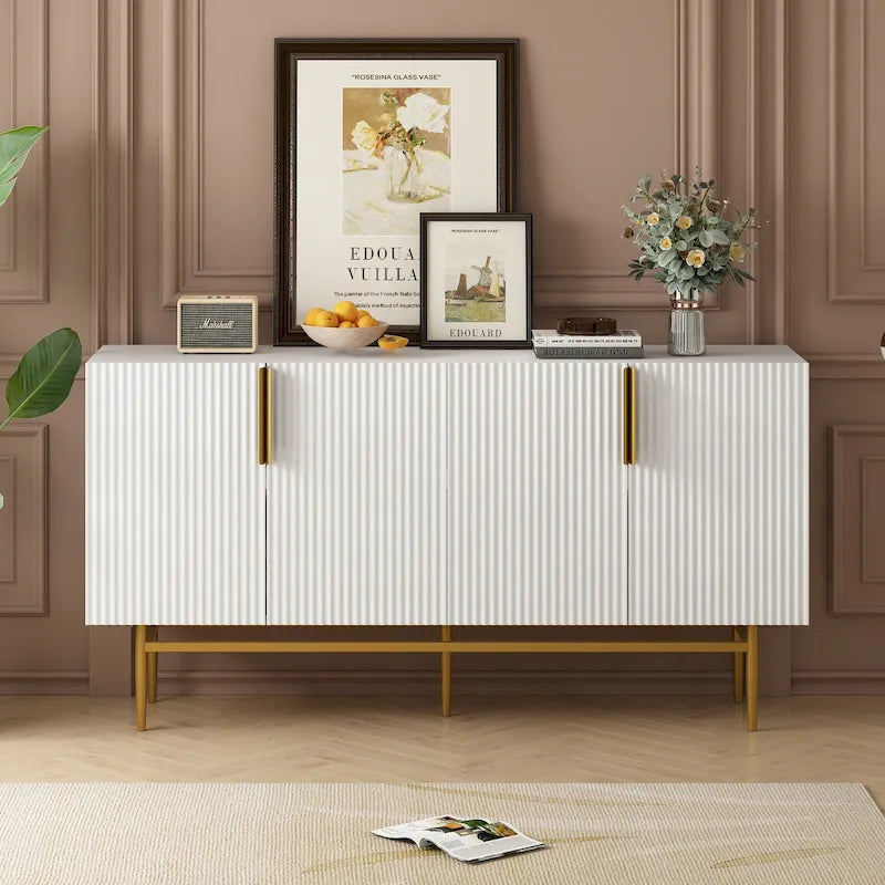 4-Door Sideboard with Gold Accents - Black/White/Gray Options