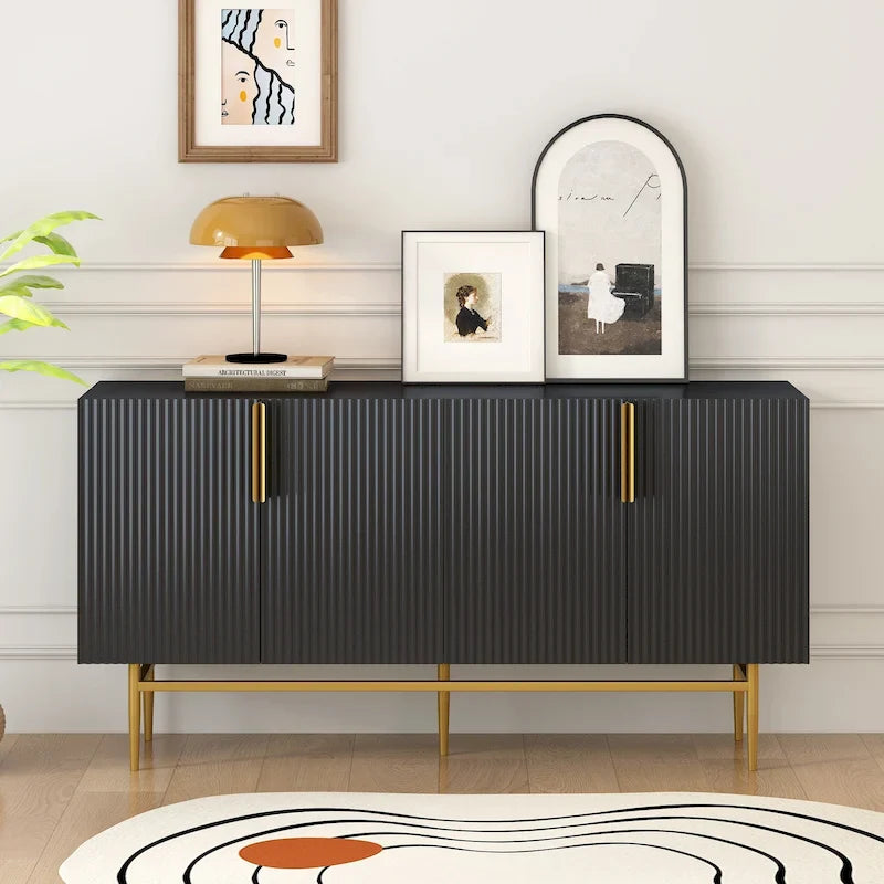 4-Door Sideboard with Gold Accents - Black/White/Gray Options