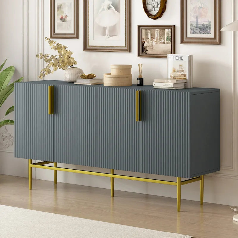 4-Door Sideboard with Gold Accents - Black/White/Gray Options
