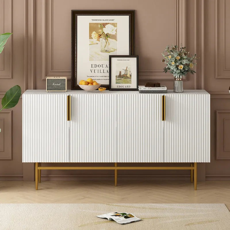 4-Door Sideboard with Gold Accents - Black/White/Gray Options