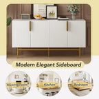 4-Door Sideboard with Gold Accents - Black/White/Gray Options