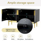 4-Door Sideboard with Gold Accents - Black/White/Gray Options
