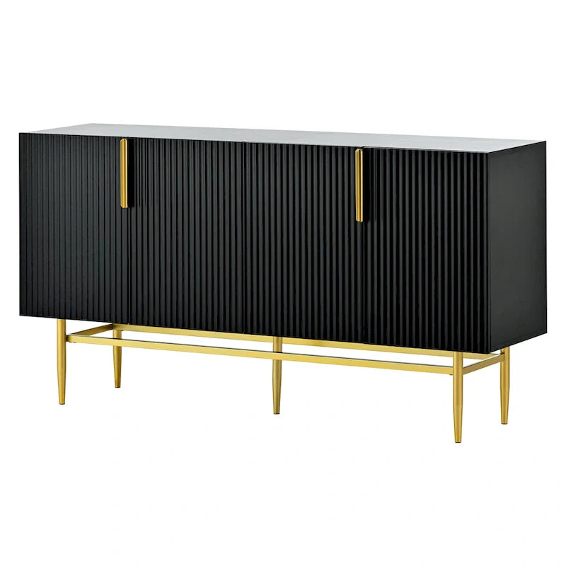 4-Door Sideboard with Gold Accents - Black/White/Gray Options