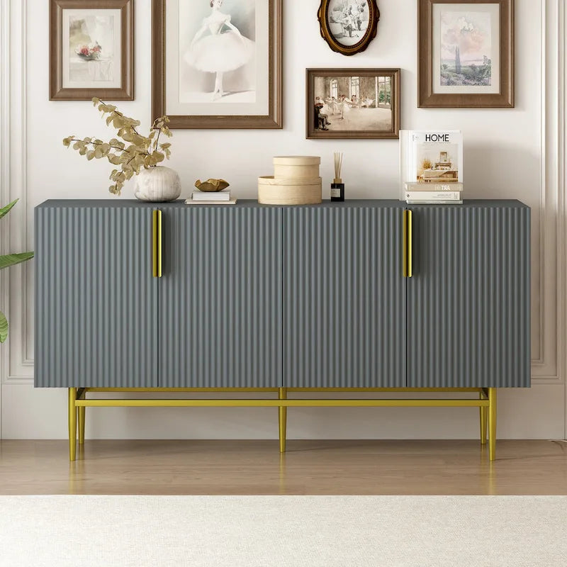 4-Door Sideboard with Gold Accents - Black/White/Gray Options