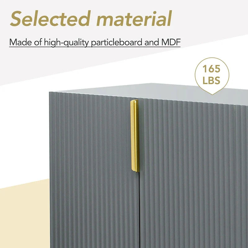 4-Door Sideboard with Gold Accents - Black/White/Gray Options