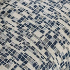 Multi-Color Striped Ottoman - Blue and Cream Chenille Upholstered