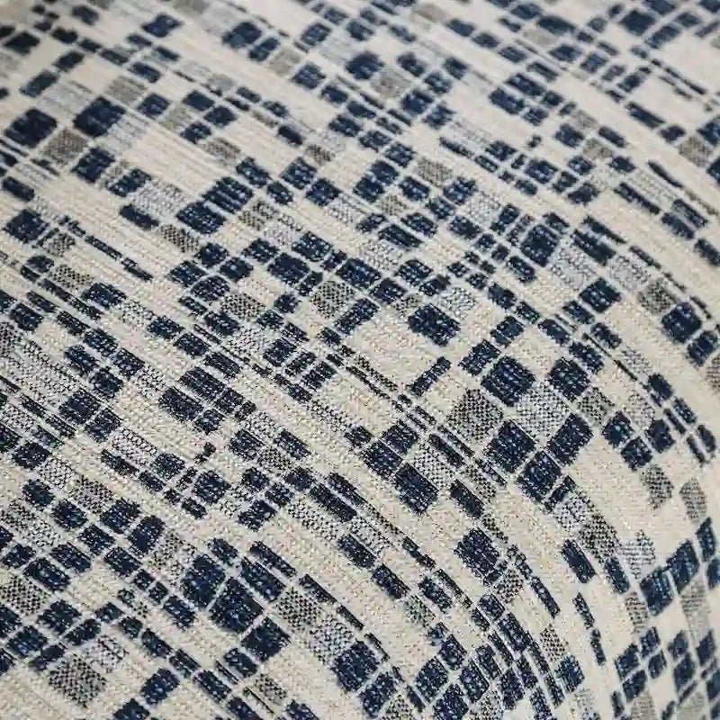 Multi-Color Striped Ottoman - Blue and Cream Chenille Upholstered