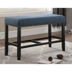Blue / Grey / Tan Fabric Counter-Height Dining Bench, Seats 1