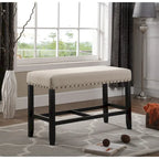 Blue / Grey / Tan Fabric Counter-Height Dining Bench, Seats 1