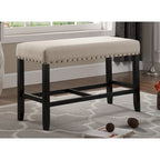 Blue / Grey / Tan Fabric Counter-Height Dining Bench, Seats 1