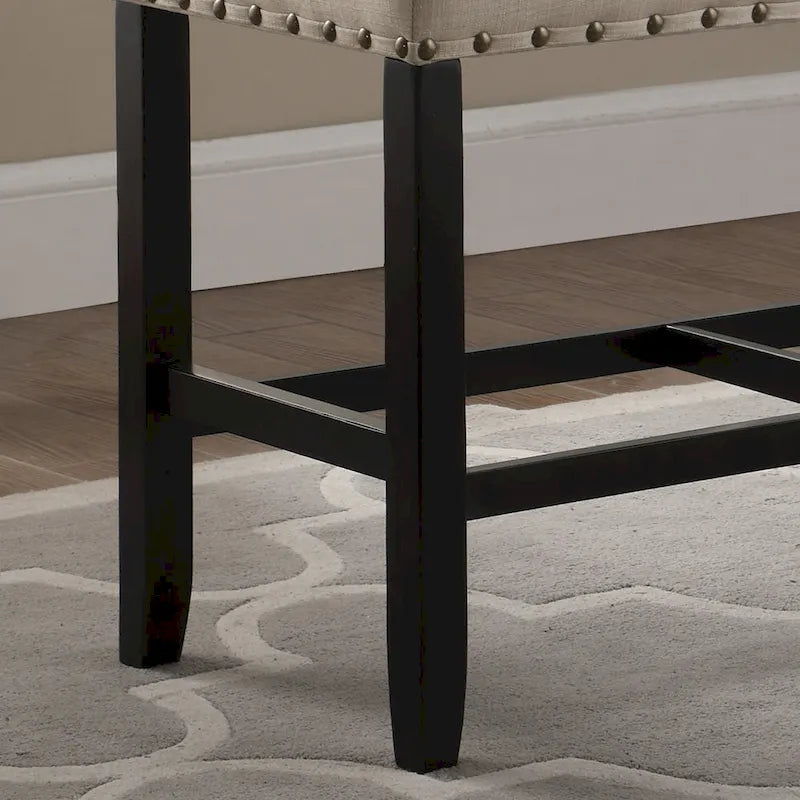 Blue / Grey / Tan Fabric Counter-Height Dining Bench, Seats 1