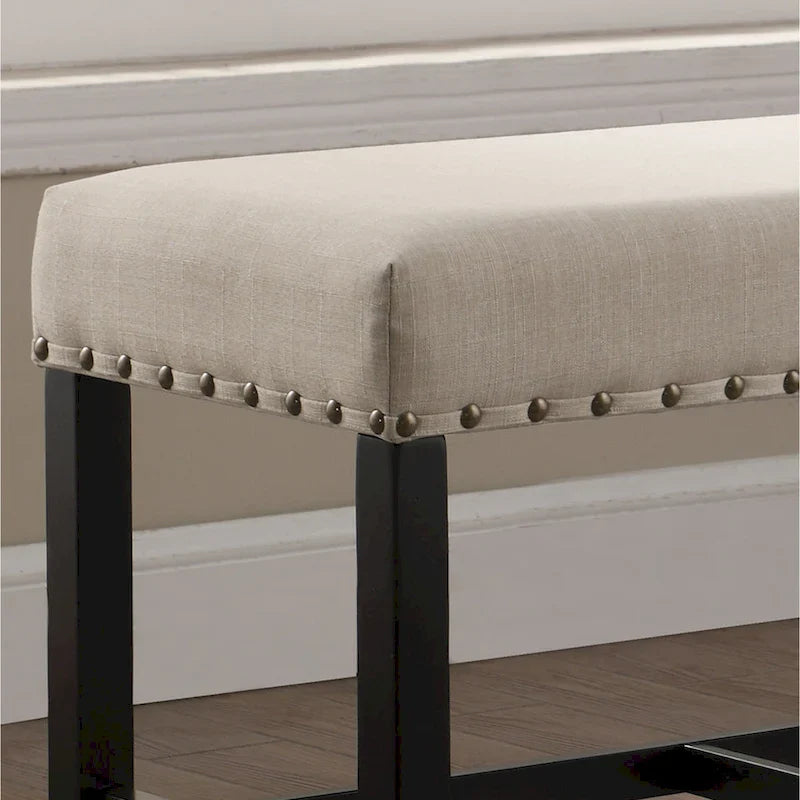Blue / Grey / Tan Fabric Counter-Height Dining Bench, Seats 1