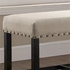 Blue / Grey / Tan Fabric Counter-Height Dining Bench, Seats 1