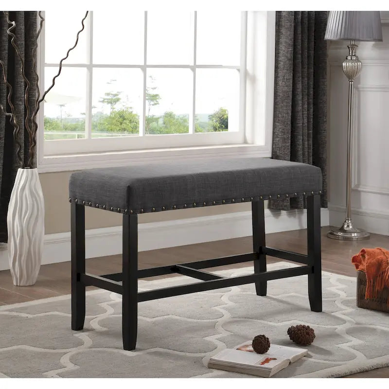 Blue / Grey / Tan Fabric Counter-Height Dining Bench, Seats 1