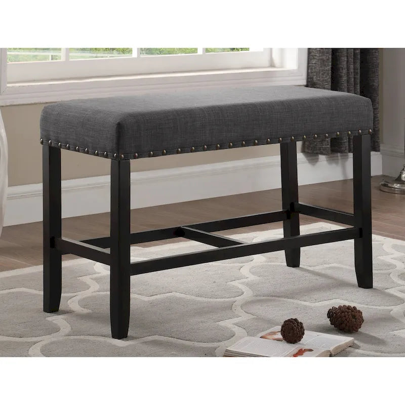 Blue / Grey / Tan Fabric Counter-Height Dining Bench, Seats 1