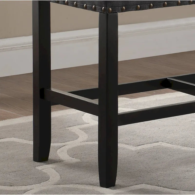 Blue / Grey / Tan Fabric Counter-Height Dining Bench, Seats 1