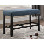 Blue / Grey / Tan Fabric Counter-Height Dining Bench, Seats 1