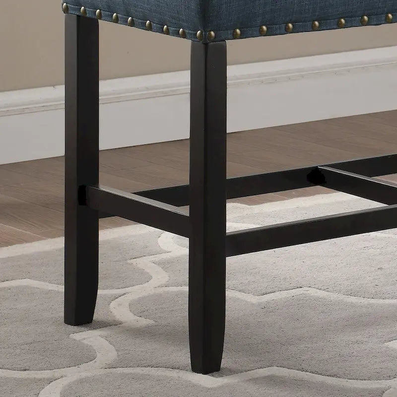 Blue / Grey / Tan Fabric Counter-Height Dining Bench, Seats 1