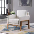 Wood Frame Accent Chair - Cream Boucle - Single Seater