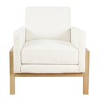 Wood Frame Accent Chair - Cream Boucle - Single Seater